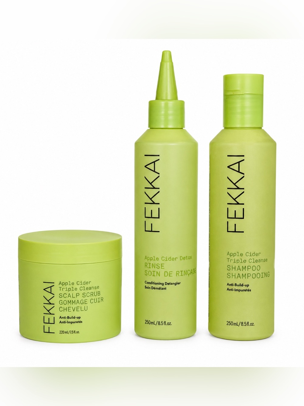 Fekkai Apple Cider Triple Cleanse Hair Care Set Shampoo Detox Rinse Scalp Scrub
